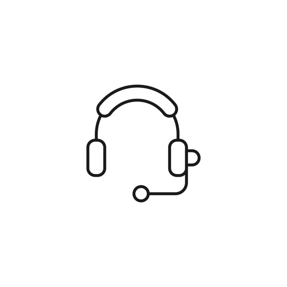 Contact us concept. Signs and symbols of interface. Editable strokes. Suitable for apps, web sites, stores, shops. Vector line icon of headphones