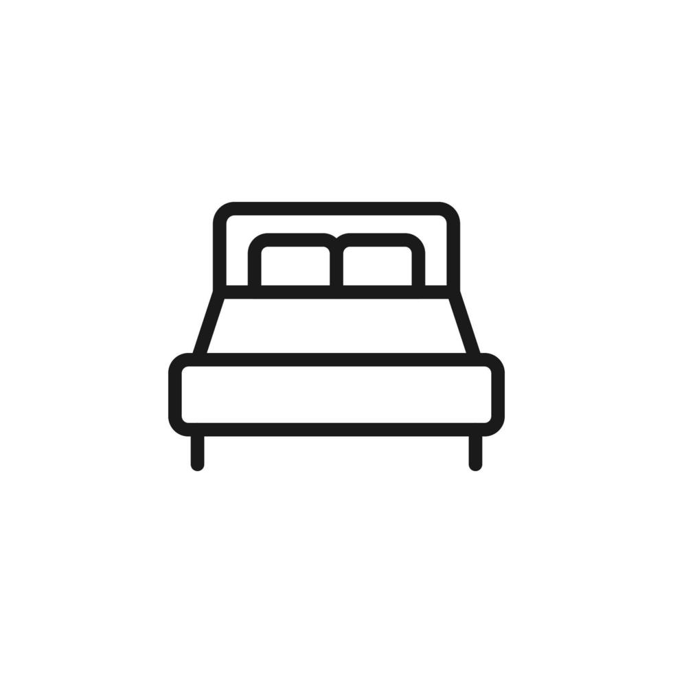 hotel, vacaciones, concepto de fin de semana. signos vectoriales dibujados en estilo plano. perfecto para sitios web, tiendas, comercios, libros. trazo editable. icono de línea de cama vector