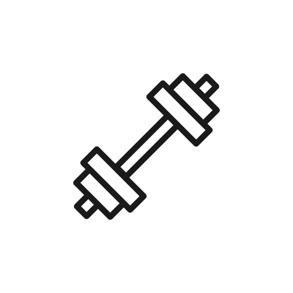 Hotel, holiday, weekend concept. Vector signs drawn in flat style. Perfect for web sites, stores, shops, books. Editable stroke. Line icon of weights or dumbbell