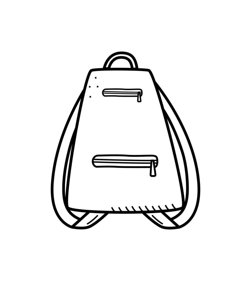 escuela de mochila o turista, ilustración de vector de garabato de dibujos animados.