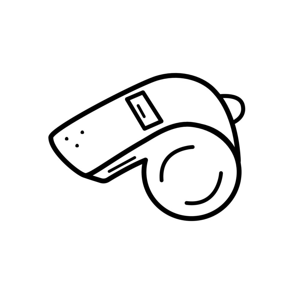 Sports or signal whistle, doodle vector illustration.