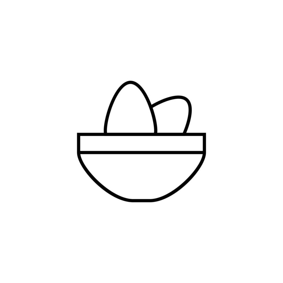 concepto de cocina, comida y cocina. colección de iconos monocromáticos de contorno moderno en estilo plano. icono de línea de huevos en un tazón vector