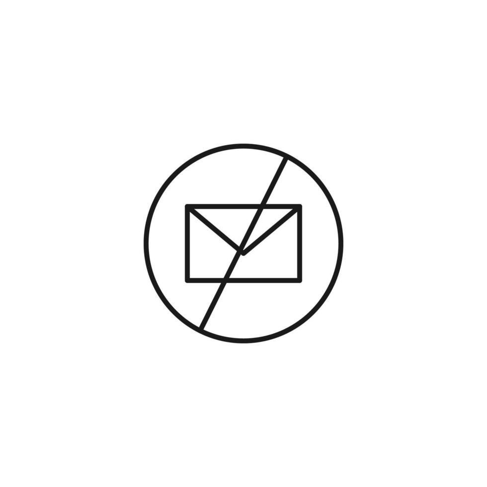 signo monocromático de correo y carta. símbolo de contorno dibujado con línea fina negra. adecuado para sitios web, aplicaciones, tiendas, tiendas, etc. icono vectorial de sobre cruzado vector