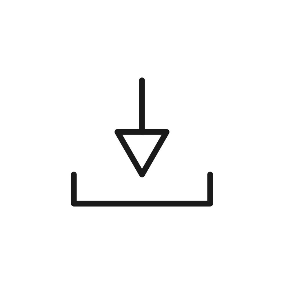 símbolos, signos, interfaz y concepto de internet. ilustraciones monocromáticas simples para sitios web, tiendas, aplicaciones. icono de línea vectorial de flecha hacia abajo rodeada por un círculo vector