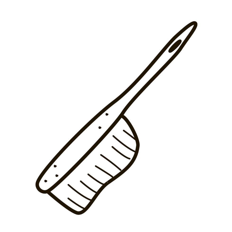 Icon of the cleaning brush, clean the dust surface, vector contour template, doodle style. household work,