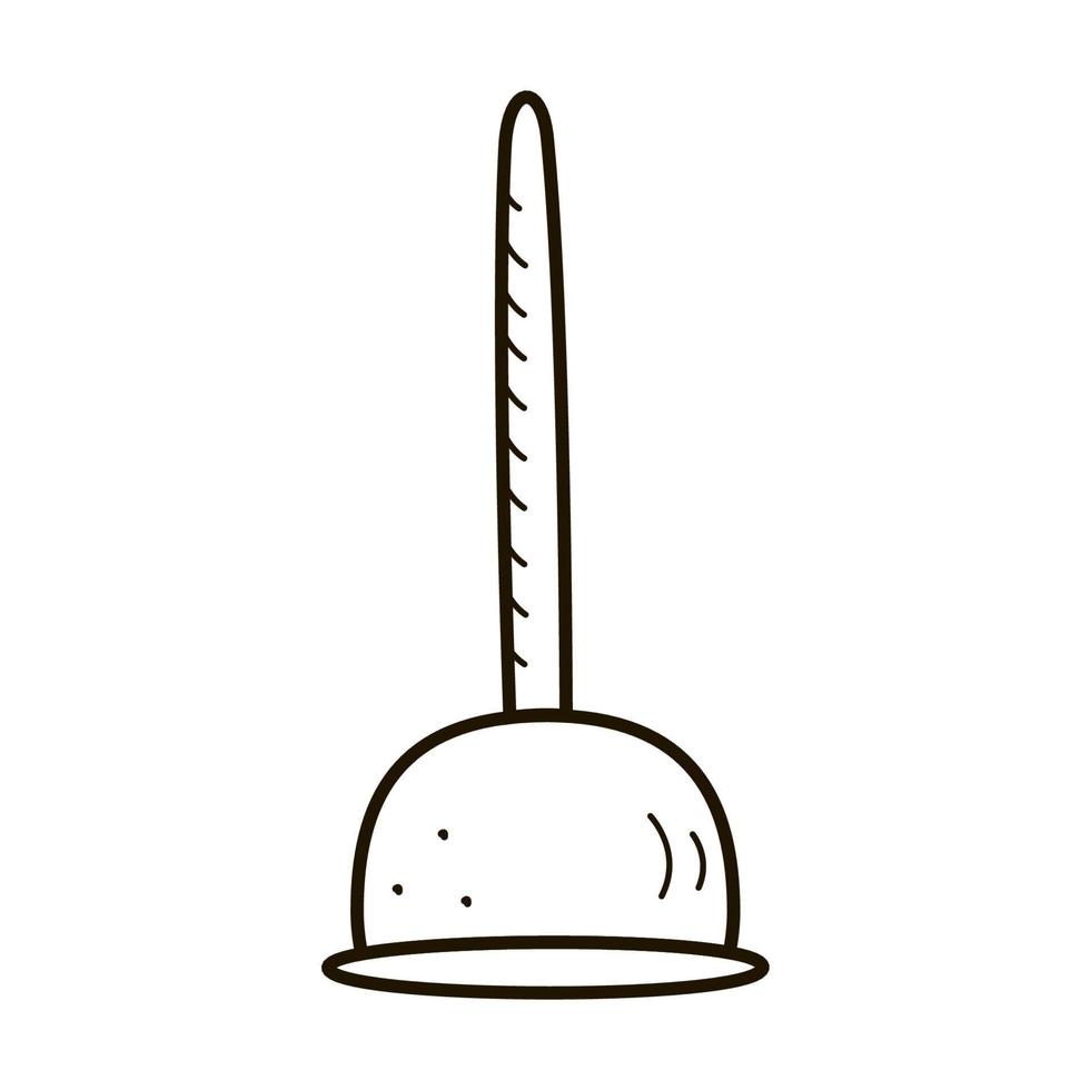 Toilet plunger icon on a white background, vector contour template, doodle style