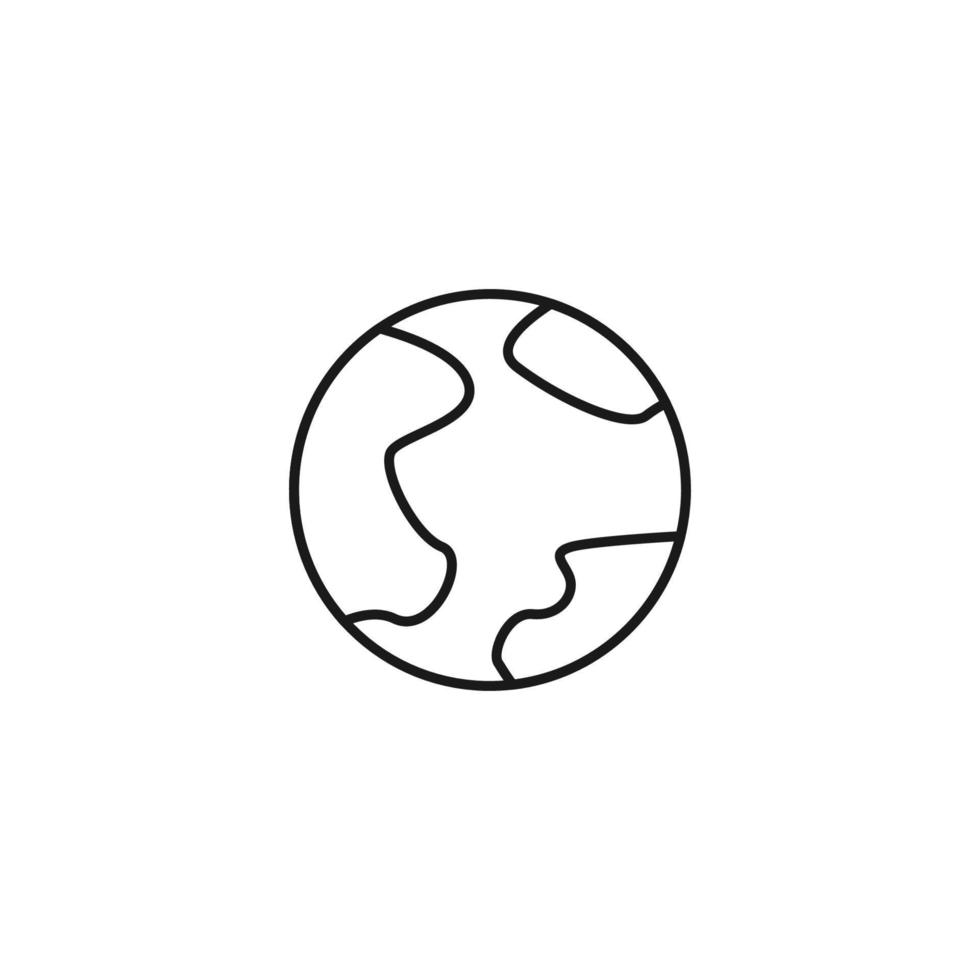 Ecology, nature, eco-friendly concept. Outline symbol drawn with black thin line. Suitable for adverts, packages, stores, web sites. Vector line icon of Earth planet