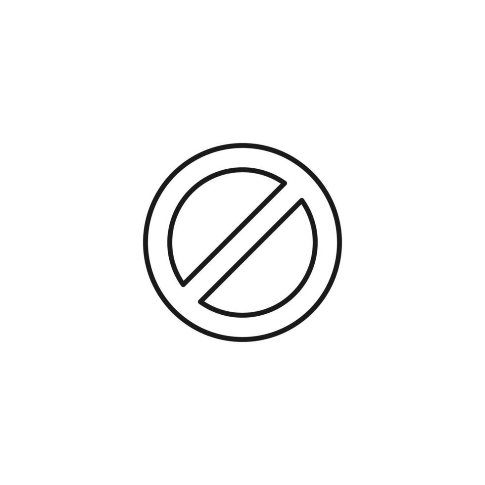 Interface of web site signs. Minimalistic outline symbol drawn with black thin line. Suitable for apps, web sites, internet pages. Vector line icon of prohibition sign