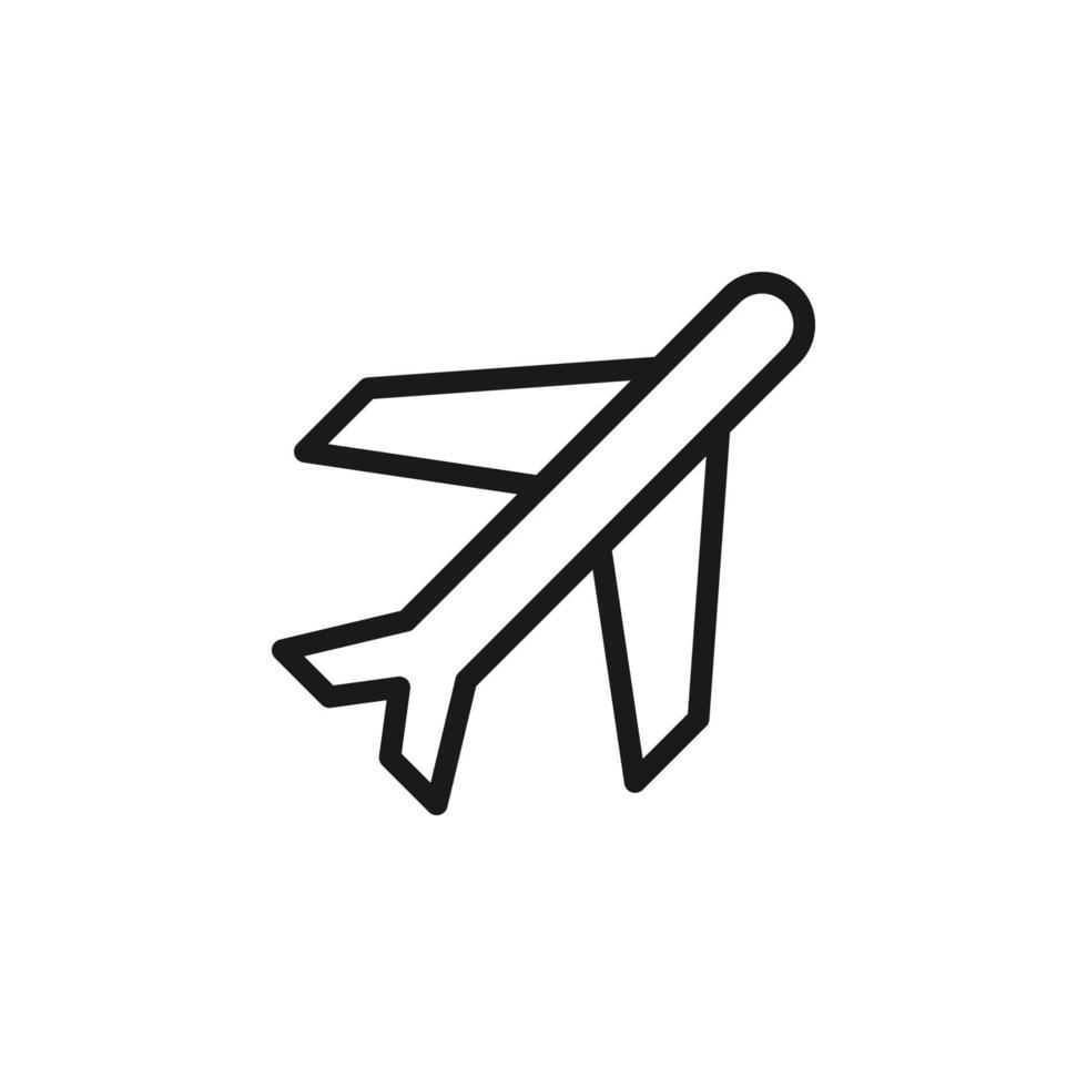 Hotel, holiday, weekend concept. Vector signs drawn in flat style. Perfect for web sites, stores, shops, books. Editable stroke. Line icon of airplane