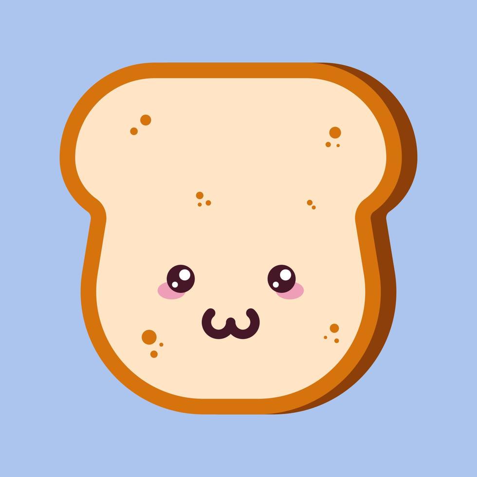 ilustración de dibujos animados de pan con expresión facial positiva. perfecto para libros, artículos, aplicaciones, tiendas, tiendas, etc. vector