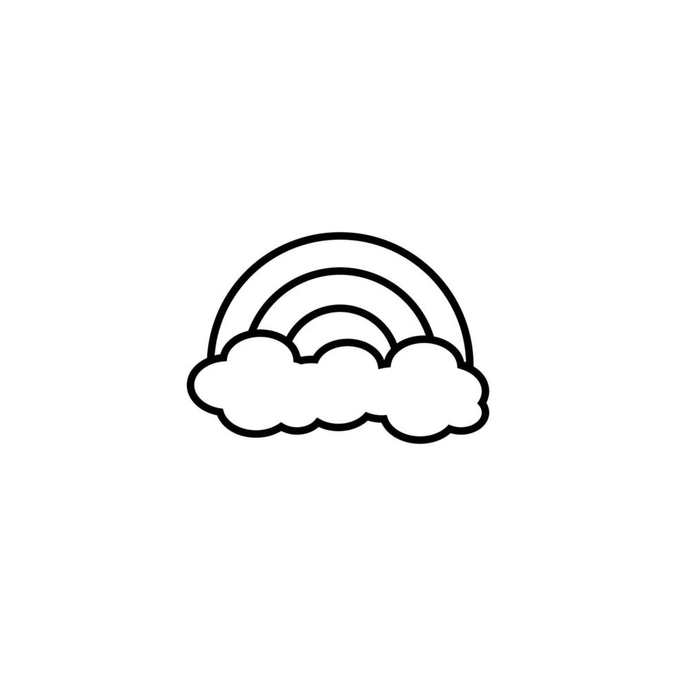 Vector symbol in flat style. Editable stroke. Perfect for internet stores, sites, articles, books etc. Line icon of big cloud under simple monochrome rainbow