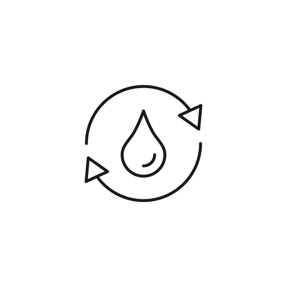 Ecology, nature, eco-friendly concept. Outline symbol drawn with black thin line. Suitable for adverts, packages, stores, web sites. Vector line icon of drop surrounded by arrows