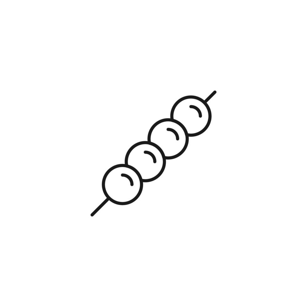 concepto de alimentación y nutrición. ilustración monocromática minimalista dibujada con una delgada línea negra. icono de vector de trazo editable de yakitori o takoyaki