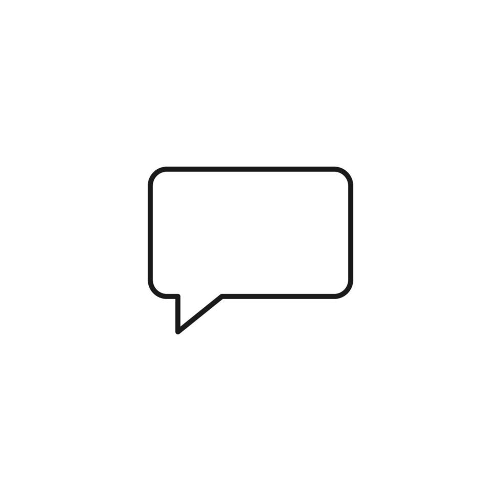 Black and white simple sign. Monochrome minimalistic illustration suitable for apps, books, templates, articles etc. Vector line icon of speech bubble as rounded rectangle