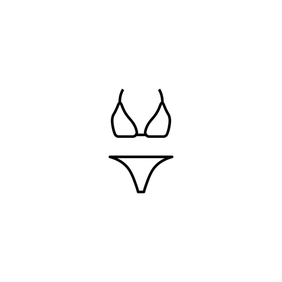 Summer activities, holiday and vacation concept. Vector sign in flat style. Suitable for web sites, stores, articles, books etc. Line icon of bikini for swimming