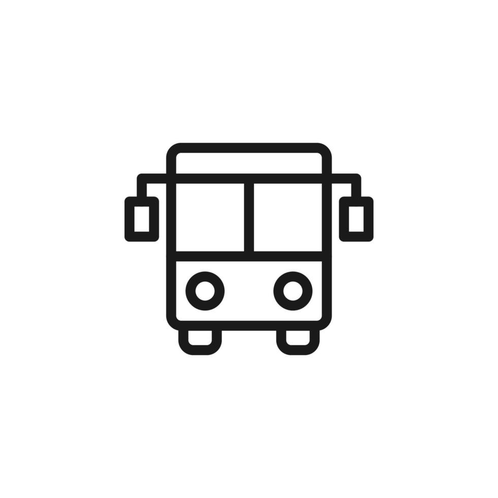 Road, transport, traffic sign. Vector symbol perfect for adverts, store, shops, books. Editable stroke. Line icon of front view of bus