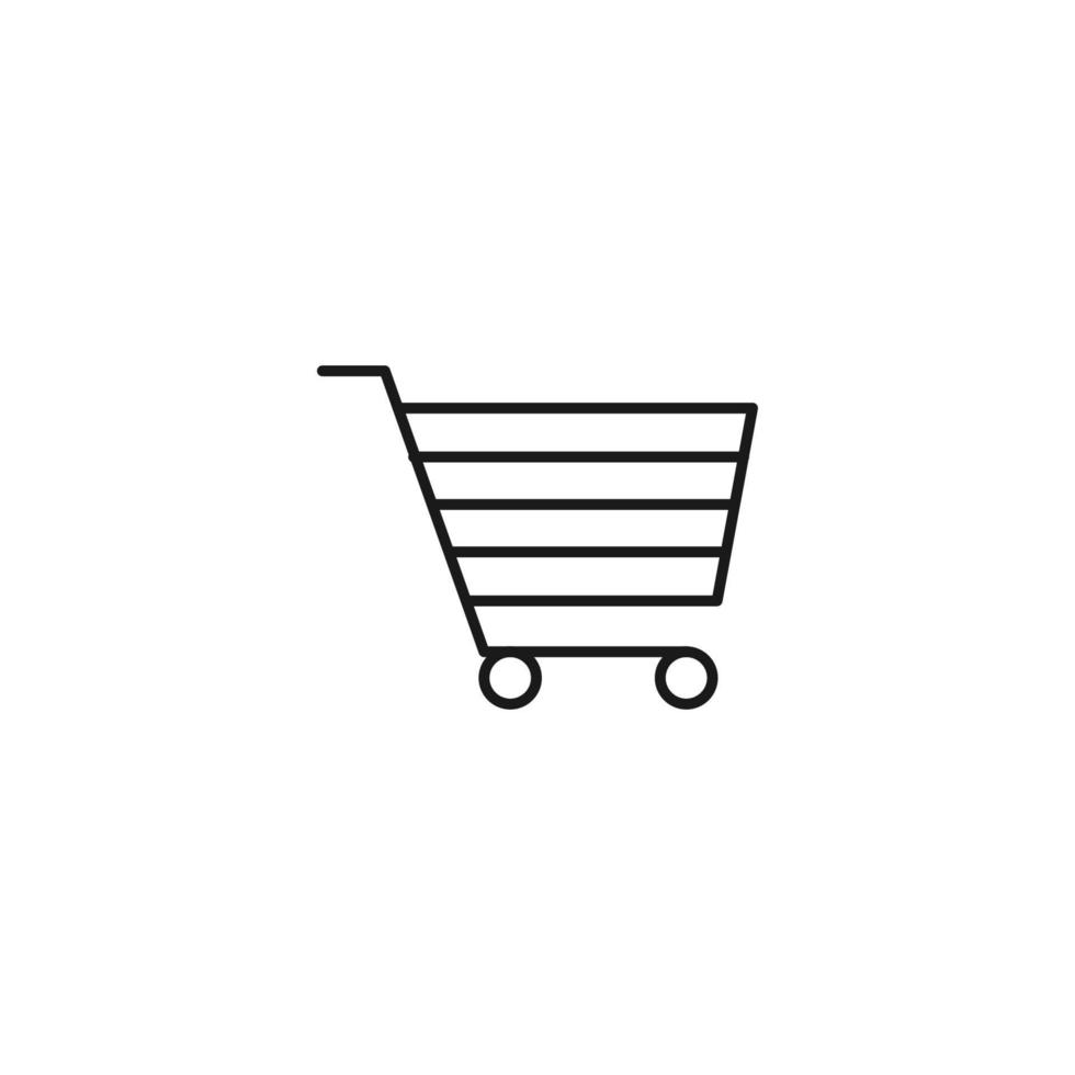 Shopping, sell and purchase concept. Vector signs in flat style. Suitable for adverts, web sites, articles. Editable stroke. Line icon of shopping cart