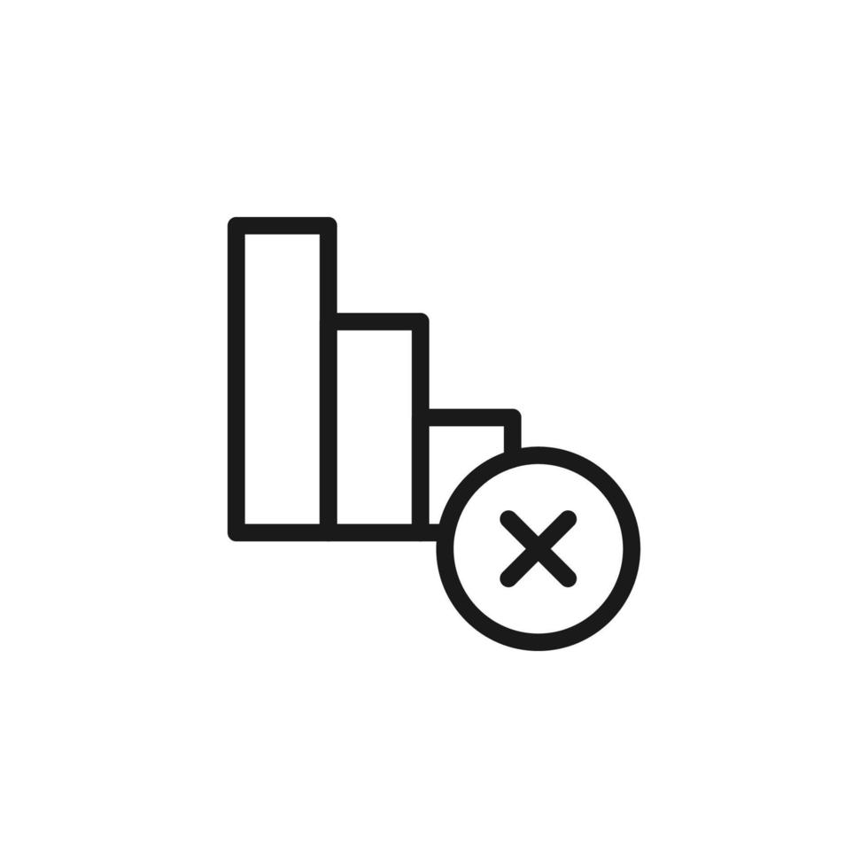 Business and money concept. Monochrome sign drawn with black line. Editable stroke. Vector line icon of cross next to progress bar