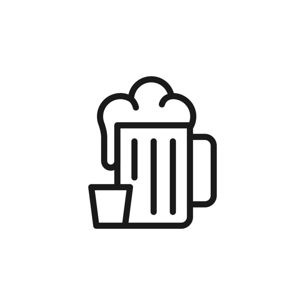 Summer cocktail signs. Vector symbol drawn in flat style with black line. Perfect for adverts, web sites, cafe and restaurant menu. Icon of beer in cup