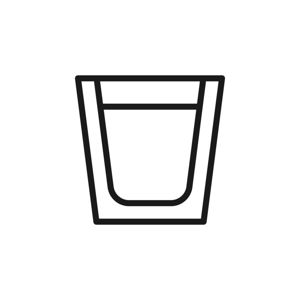 Summer cocktail signs. Vector symbol drawn in flat style with black line. Perfect for adverts, web sites, cafe and restaurant menu. Icon of water in glass