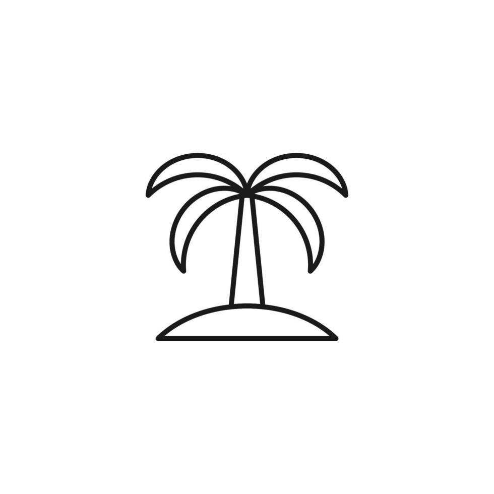 Travel, tourism, holiday, vacation sign. Minimalistic vector symbol drawn with black thin line. Editable stroke. Vector line icon of palm in tropic country
