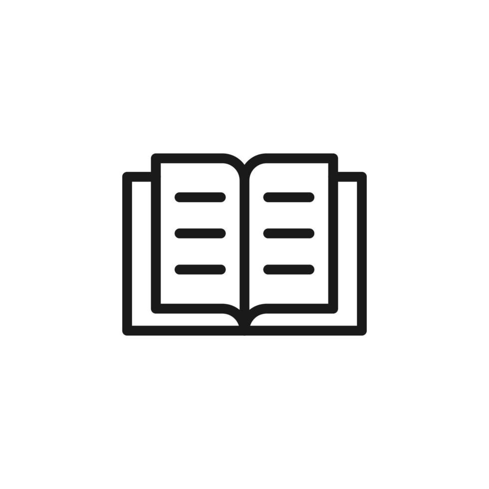 Science and education sign. Minimalistic monochrome vector symbol. Suitable for adverts, sites, articles, books. Vector line icon of opened book