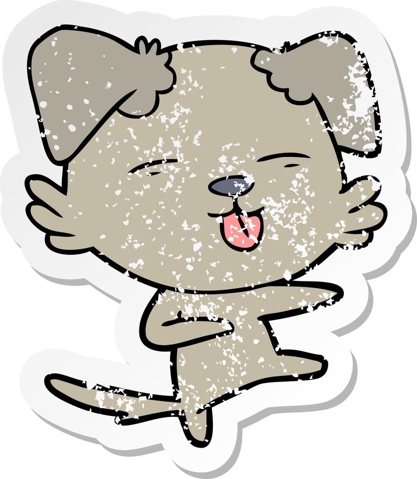 distressed sticker of a cartoon dog dancing vector