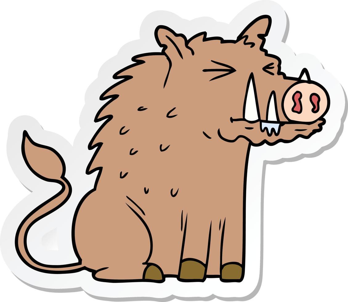 sticker of a cartoon warthog vector