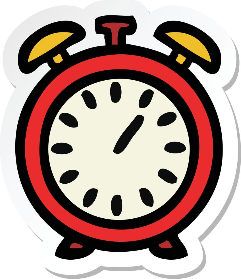 sticker of a cute cartoon alarm clock vector