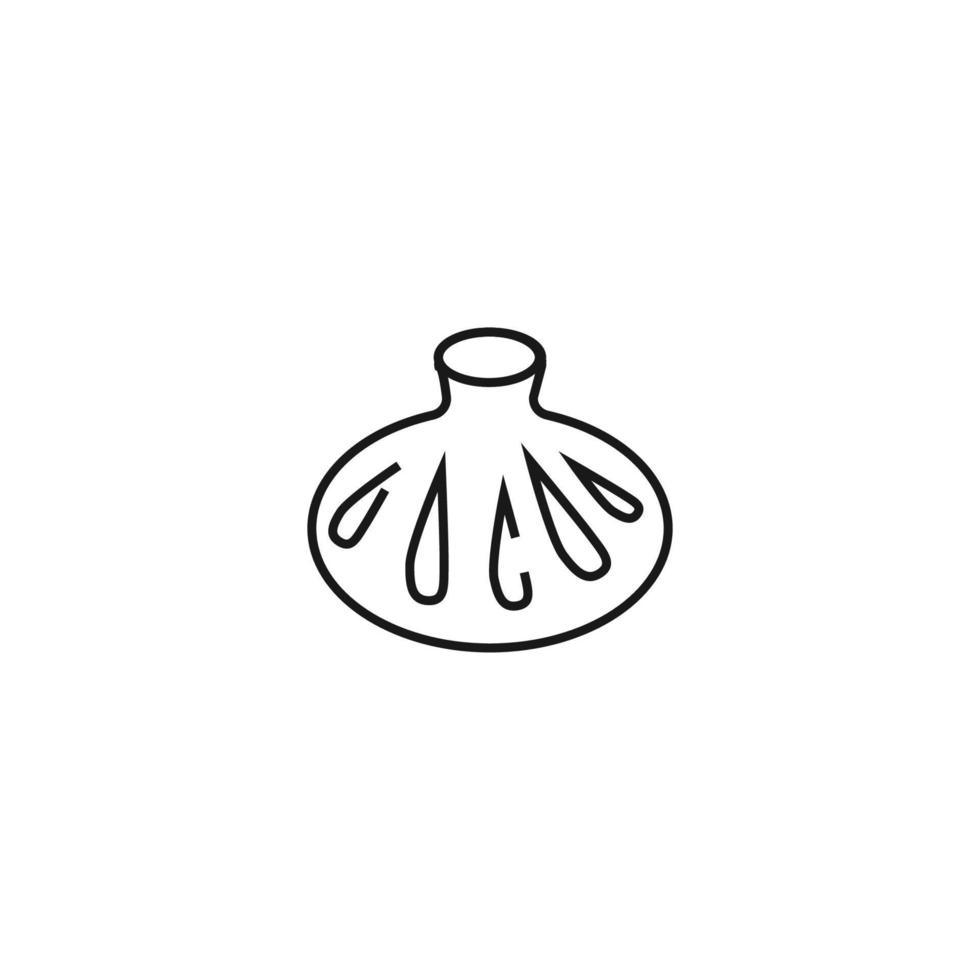 Outline monochrome symbol drawn in flat style with thin line. Editable stroke. Line icon of Georgian Khinkali vector