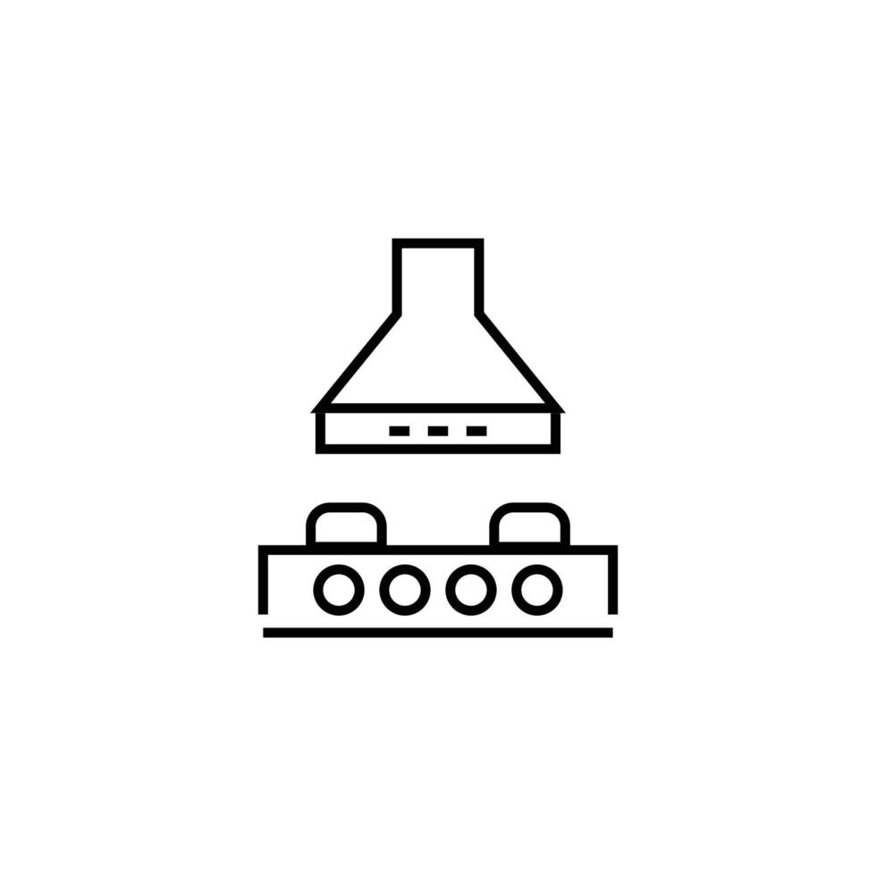 Cooking, food and kitchen concept. Collection of modern outline monochrome icons in flat style. Line icon of stove hood over oven vector