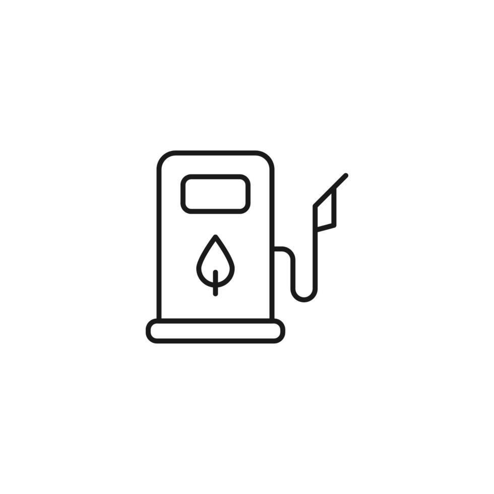 Ecology, nature, eco-friendly concept. Outline symbol drawn with black thin line. Suitable for adverts, packages, stores, web sites. Vector line icon of eco charging of electric cars