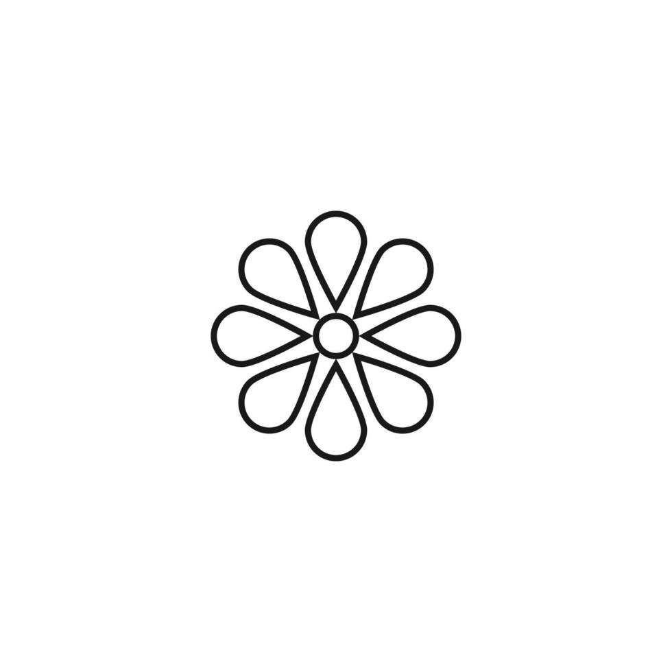 Outline monochrome symbol drawn in flat style with thin line. Editable stroke. Line icon of flower with lots of beautiful petals isolated on white background vector