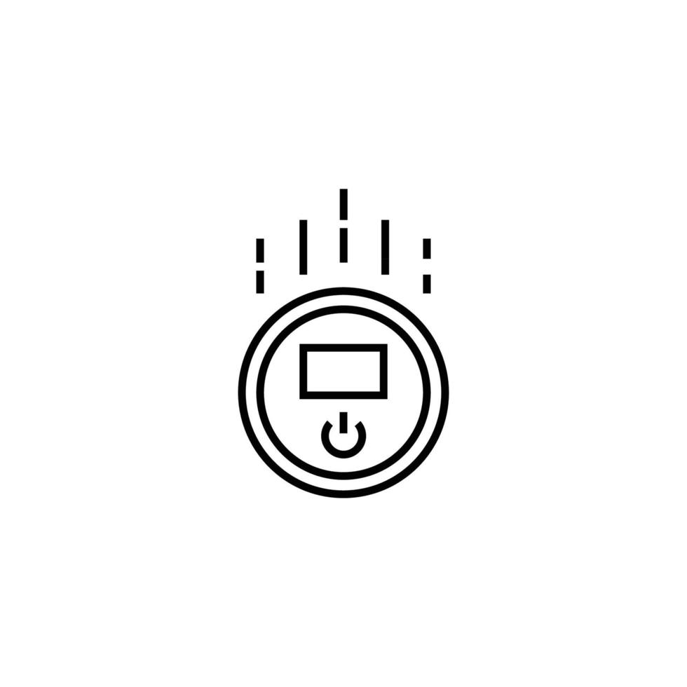 Household and daily routine concept. Single outline monochrome sign in flat style. Editable stroke. Line icon of robot vacuum cleaner vector