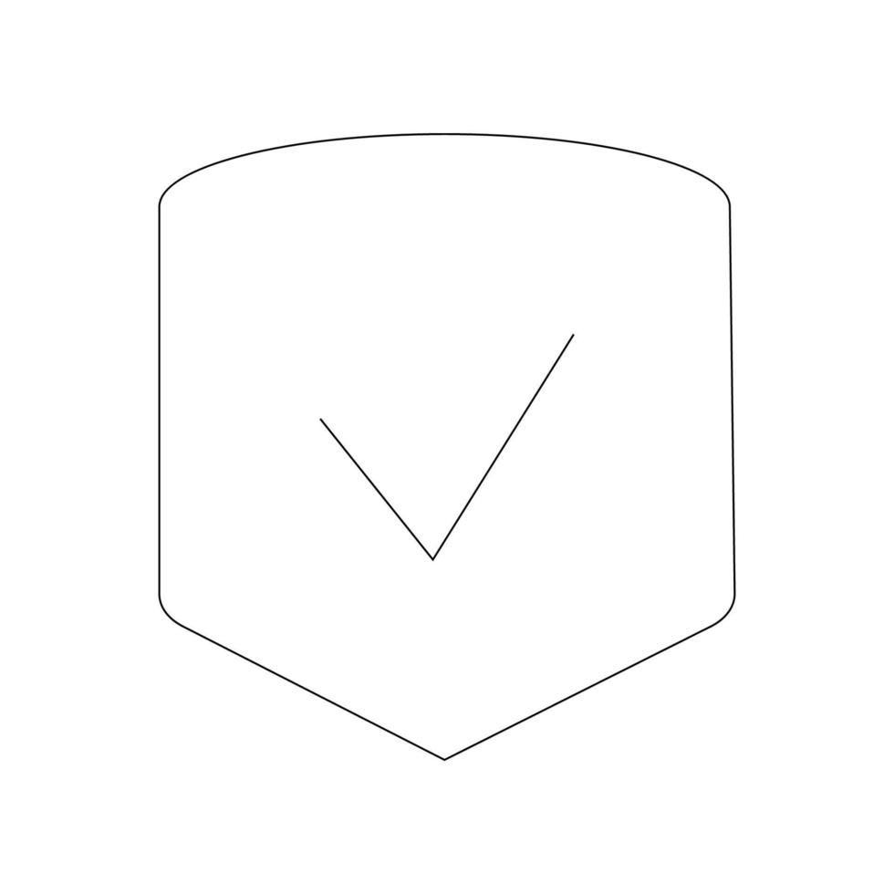 Vector monochrome sign in flat style. Editable stroke. Suitable for web sites, banners, books, articles etc. Line icon of checkmark inside of shield