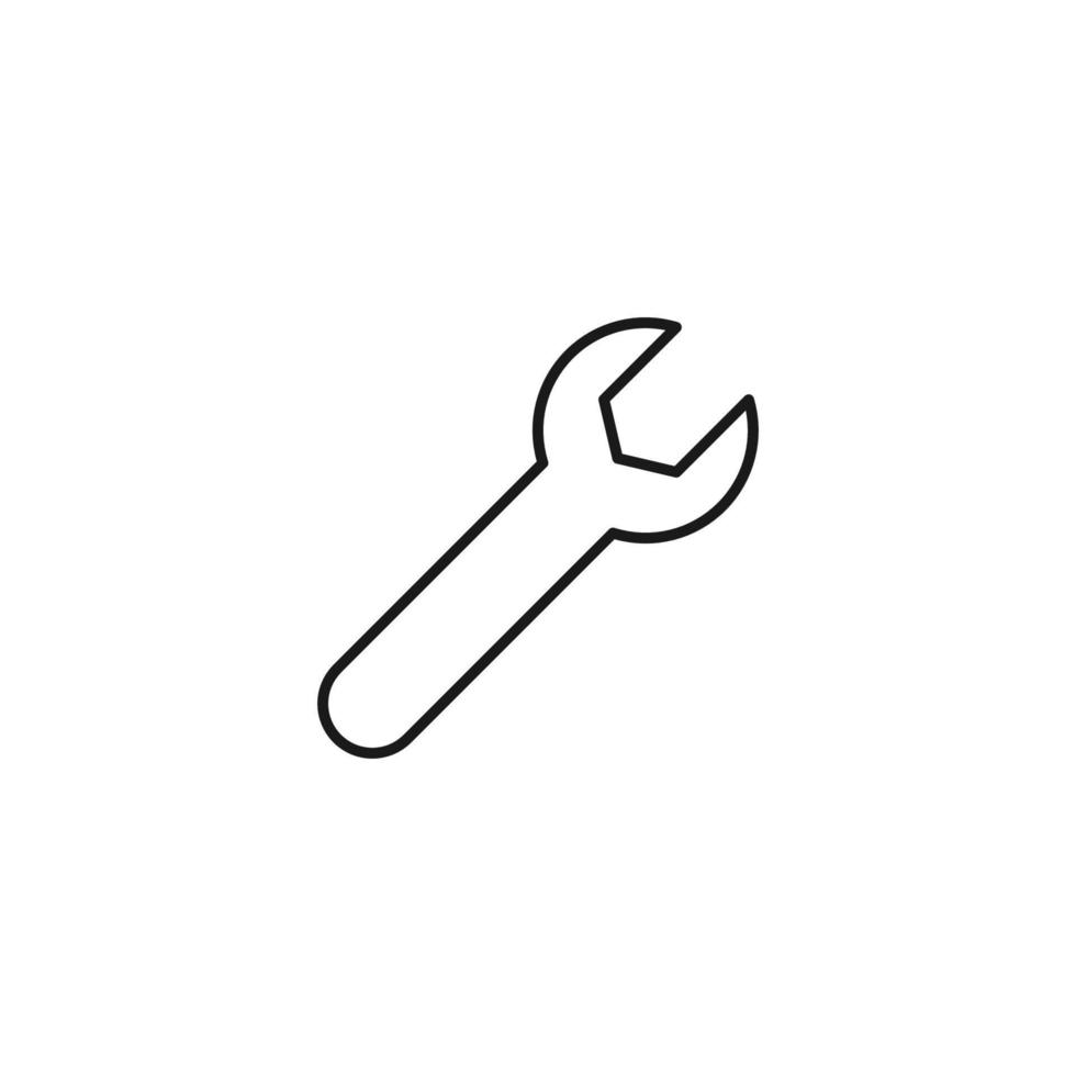 Setting or engineering concept. Vector sign drawn with thin line. Editable stroke. Perfect for web sites, stores, shops. Vector line icon of wrench for building and renovation