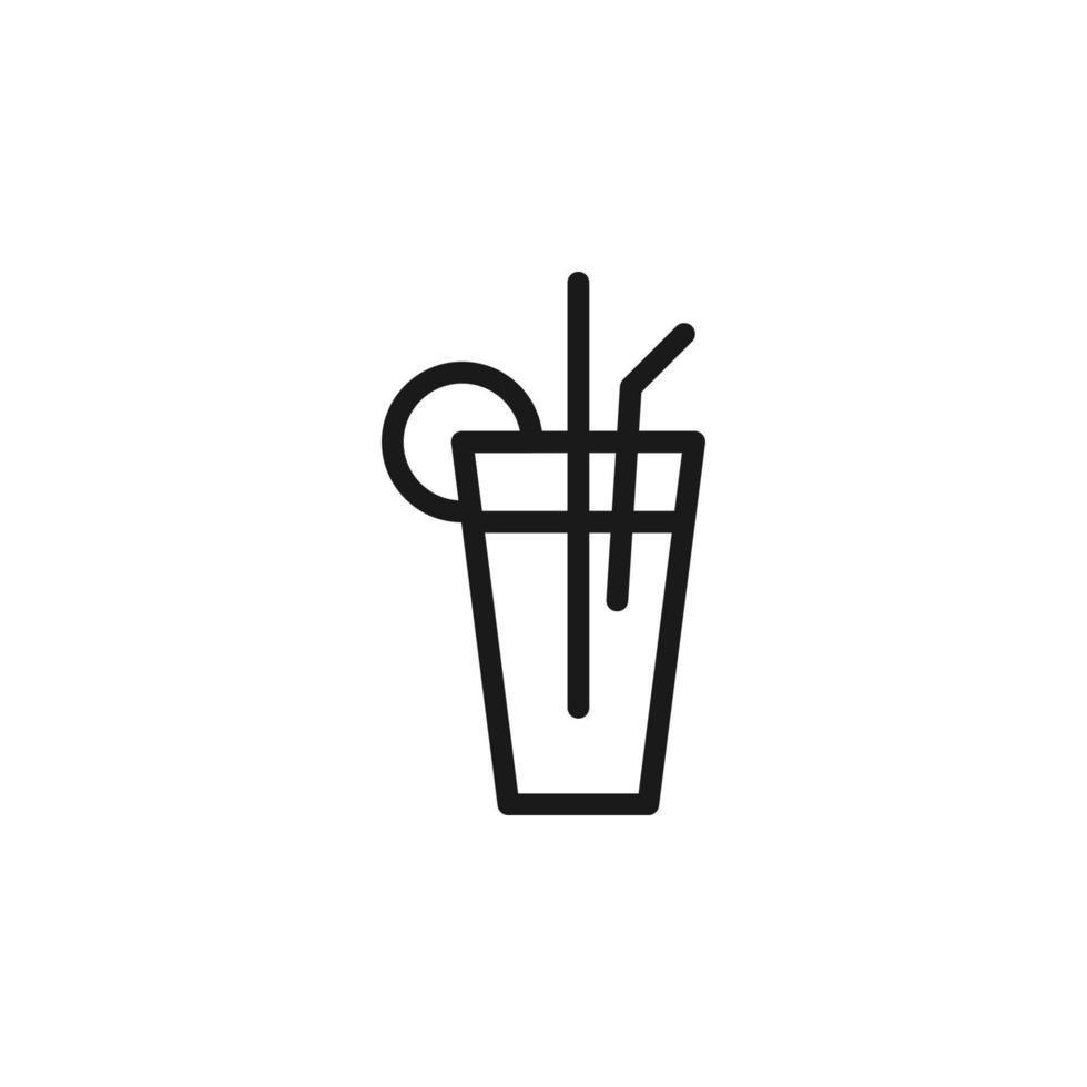 Summer cocktail signs. Vector symbol drawn in flat style with black line. Perfect for adverts, web sites, cafe and restaurant menu. Icon of swizzle sticks in glass cup