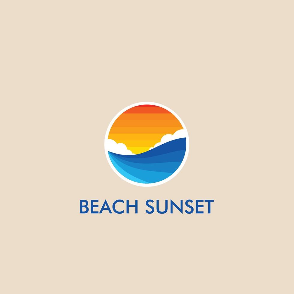 Beach, Sea, Sunset, Sunrise, logo design Vector illustration