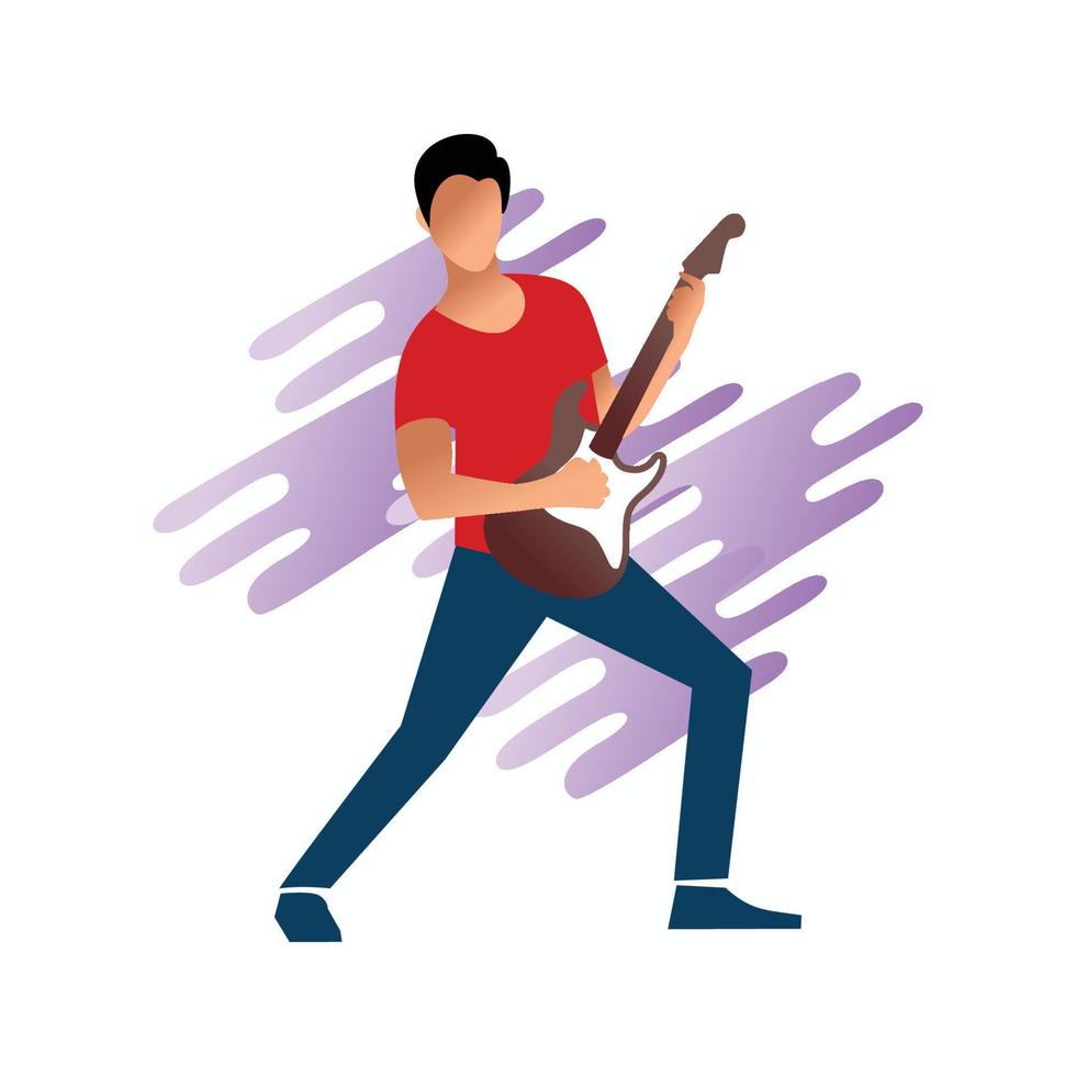 hombre tocando la guitarra sobre fondo blanco. centro de coworking jóvenes aficionados. ilustración vectorial vector