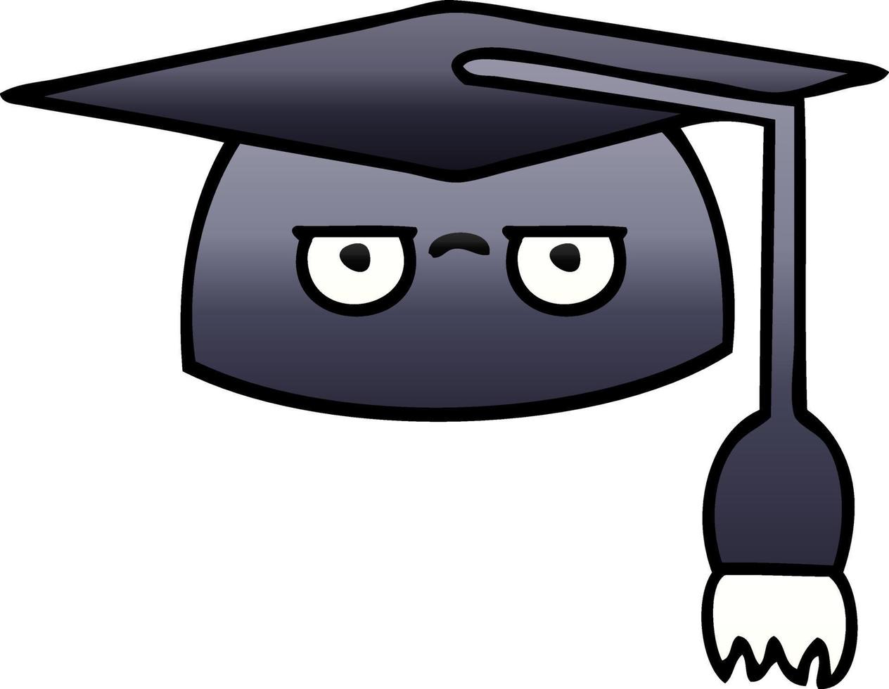 gradient shaded cartoon graduation hat vector