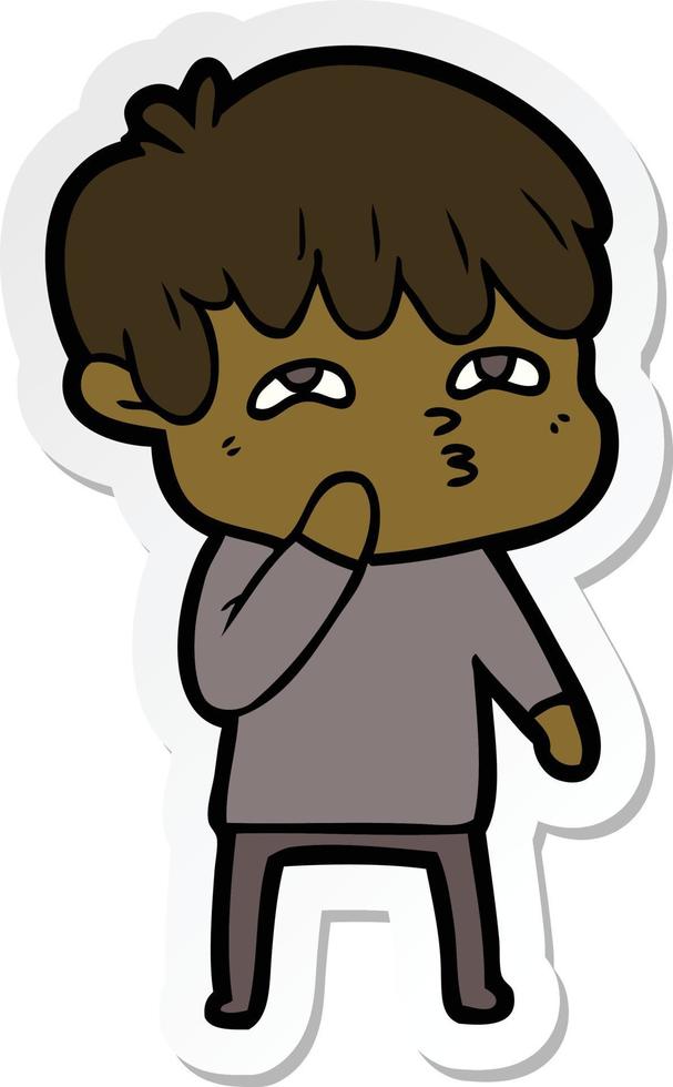 sticker of a cartoon curious man vector