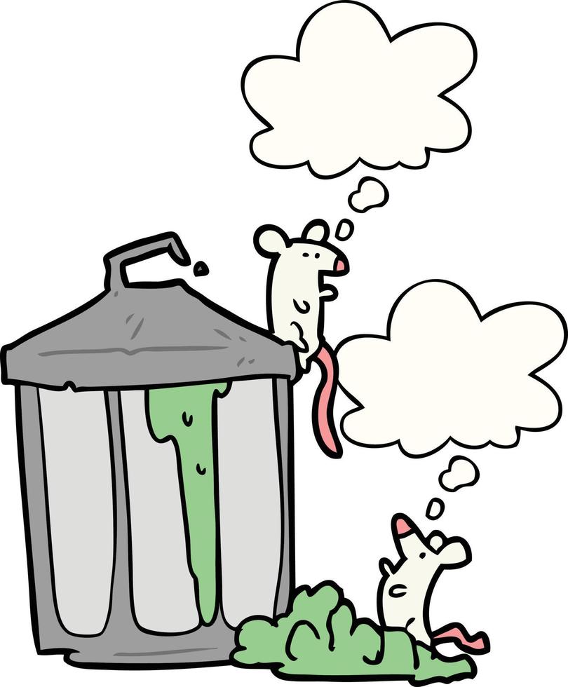 cartoon garbage can and thought bubble vector