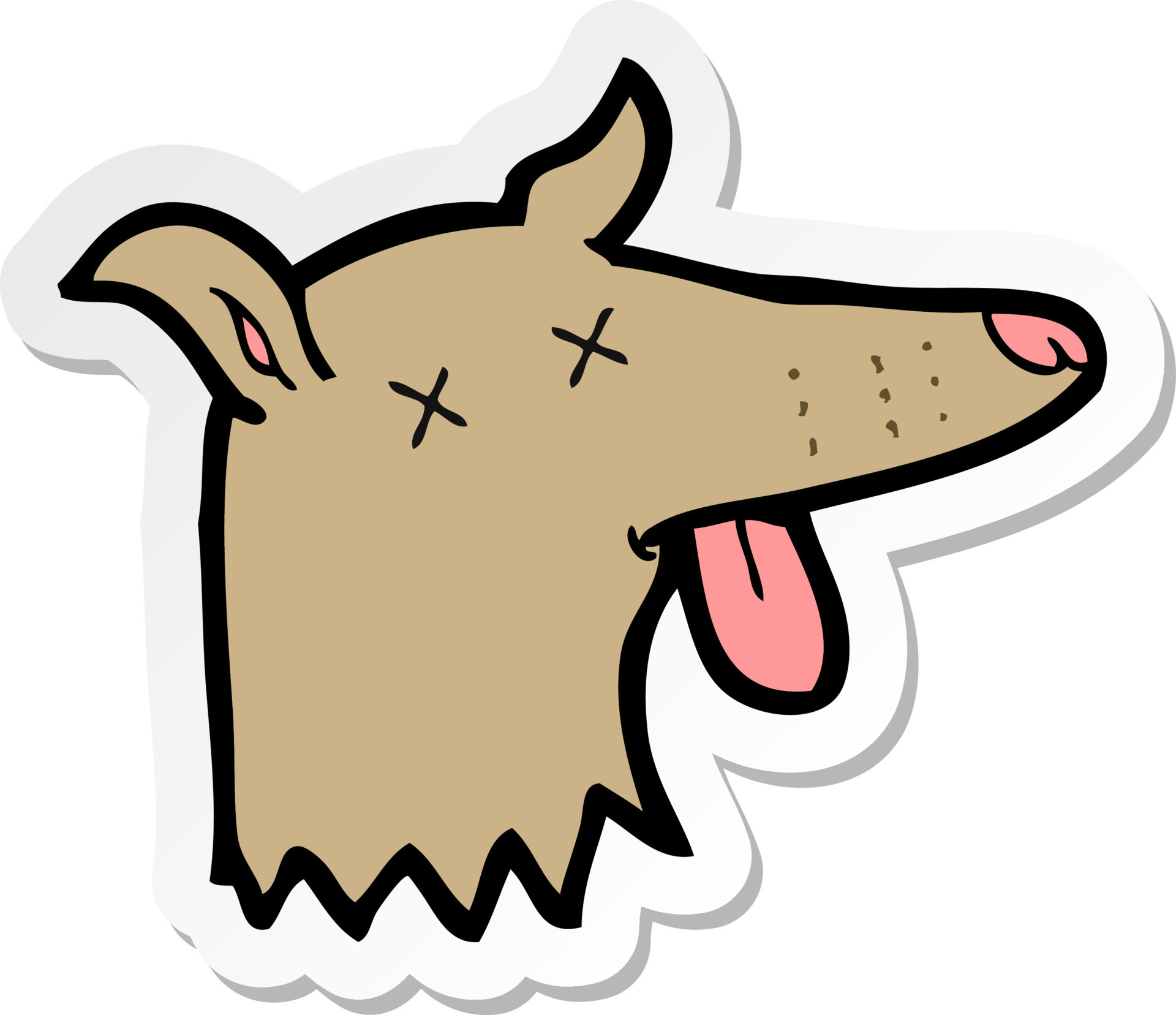 sticker of a cartoon dead dog face 10229824 Vector Art at Vecteezy