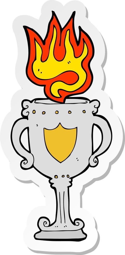 sticker of a cartoon trophy vector