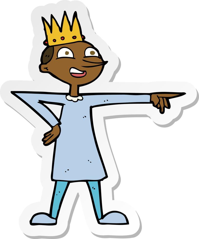 sticker of a cartoon pointing prince vector