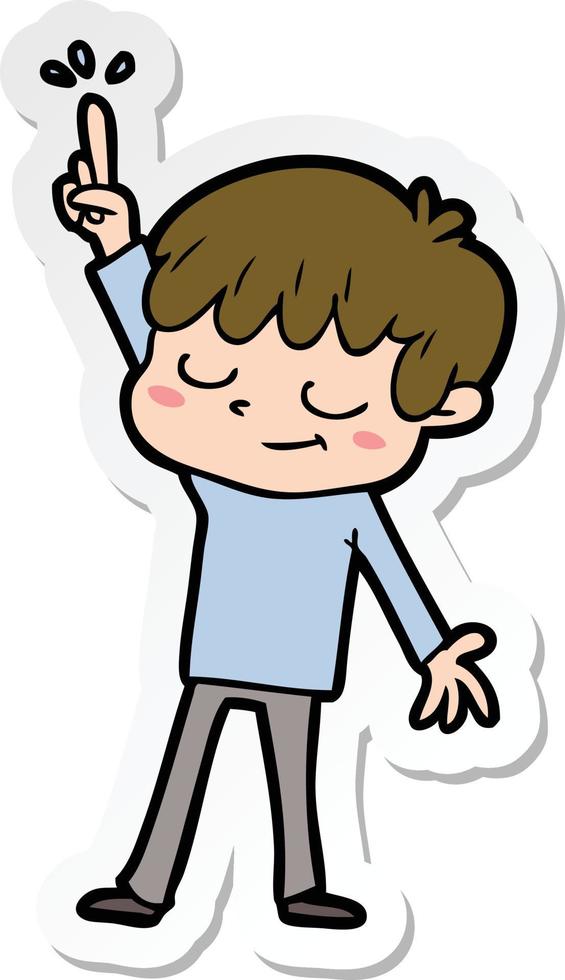 sticker of a cartoon happy boy vector