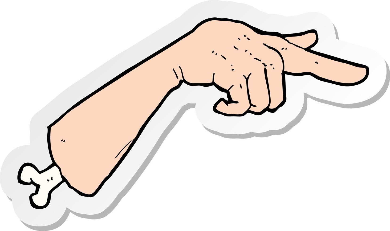 sticker of a cartoon halloween pointing hand vector