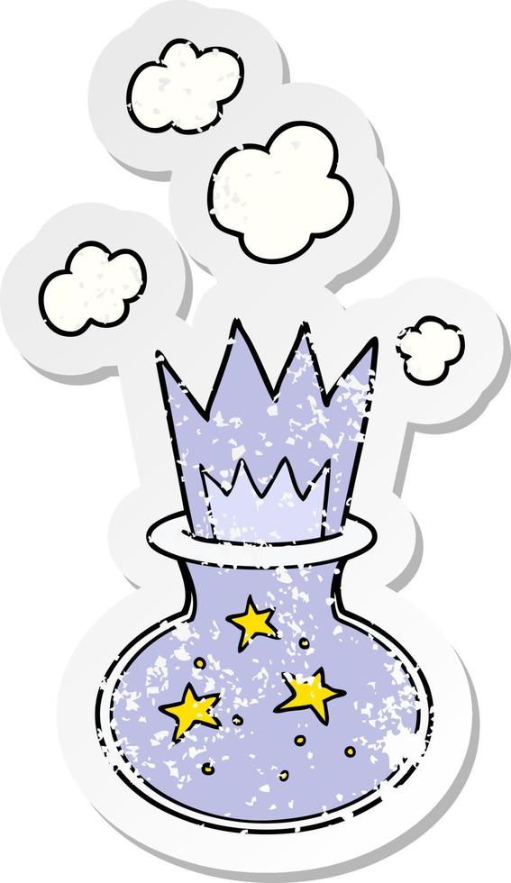 distressed sticker of a cartoon magic potion vector