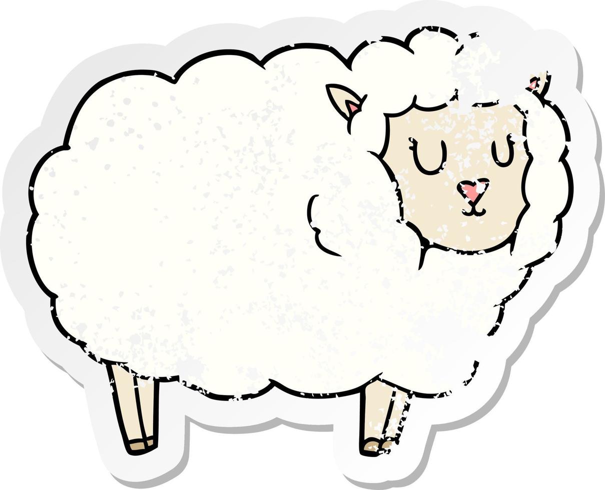 distressed sticker of a cartoon sheep vector