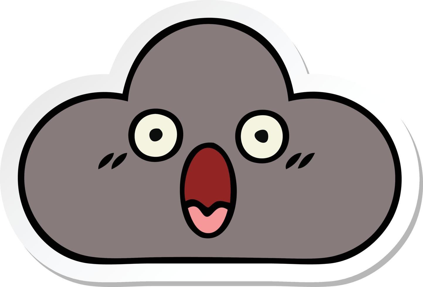 sticker of a cute cartoon storm cloud vector